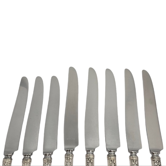 Set of 8 Gorham Medici Old Sterling Silver Handle Knives w/Mono 8 5/8\